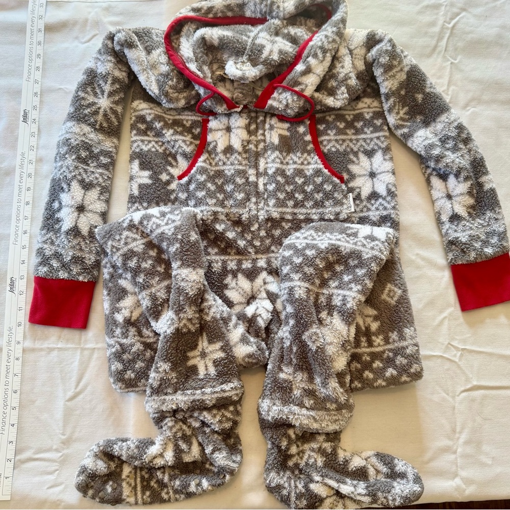 Cozy Gray and Red Snowflake Onesie